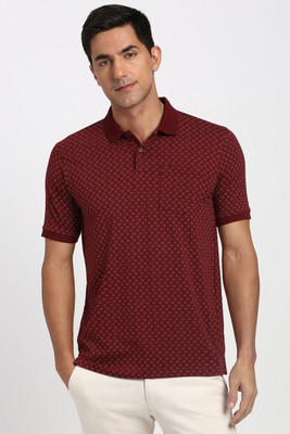 PETER ENGLAND Printed Men Polo Neck Maroon T-Shirt