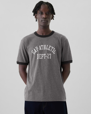 GAP Graphic Print Men Round Neck Grey T-Shirt