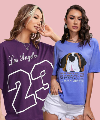 Christy World Printed Women Round Neck Multicolor T-Shirt