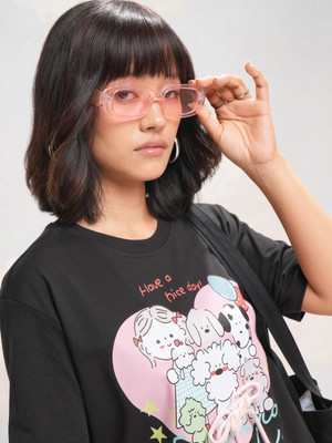Tokyo Talkies Printed Women Round Neck Black T-Shirt