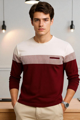 Autna Printed Men Round Neck Maroon T-Shirt