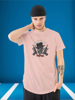 Moda Rapido Printed Men Round Neck Pink T-Shirt