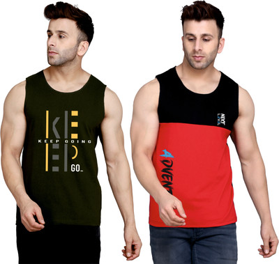 Cryptic Printed Men Round Neck Dark Green, Black, Red T-Shirt