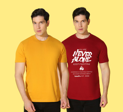 WOOSTRO Printed, Solid Men Round Neck Multicolor T-Shirt