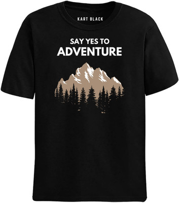 KART BLACK Self Design Men Round Neck Black T-Shirt