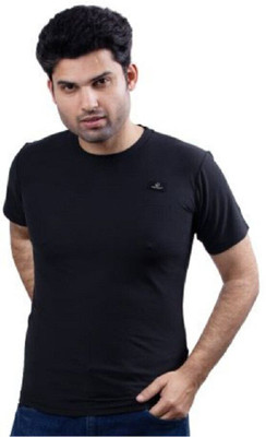 swastika vastram Solid Men Round Neck Black T-Shirt