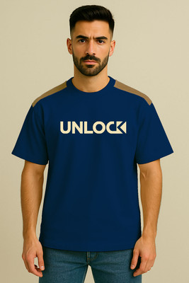 Culish Trend Printed Men Round Neck Blue T-Shirt