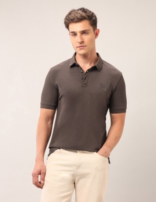 U.S. POLO ASSN. Solid Men Polo Neck Brown T-Shirt