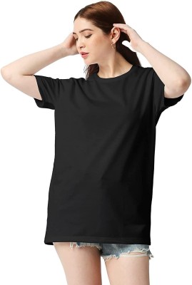 WEAR YOUR OPINION Solid Women Round Neck Black T-Shirt