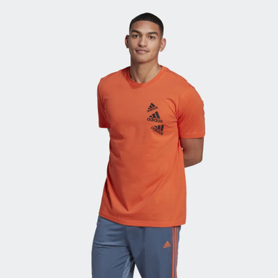 ADIDAS Printed Men Crew Neck Orange T-Shirt