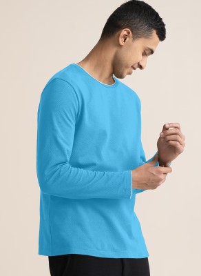 METRONAUT Solid Men Round Neck Blue T-Shirt