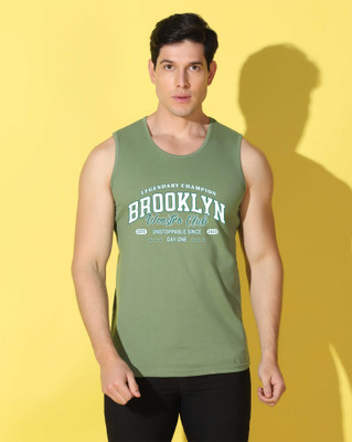 WOOSTRO Graphic Print Men Scoop Neck Light Green T-Shirt