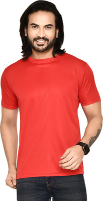 altius Solid Men Round Neck Red T-Shirt