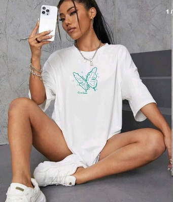 FURRR Printed Women Round Neck White T-Shirt