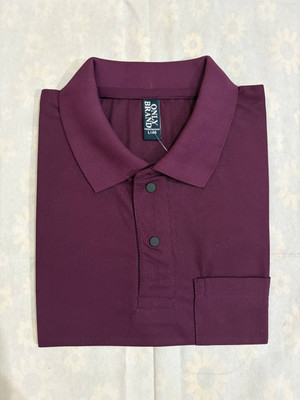 PAM Solid Men Polo Neck Maroon T-Shirt