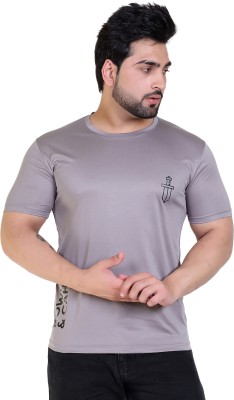 Eishit Creations Solid Men Round Neck Grey T-Shirt