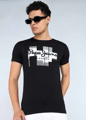Pepe Jeans Graphic Print Men Round Neck Black T-Shirt