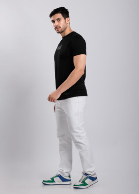 HIGHTRIBE Printed Men Round Neck Black T-Shirt