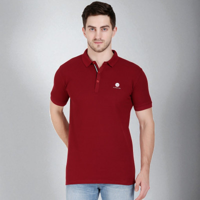 FARICON Solid Men Round Neck Red T-Shirt