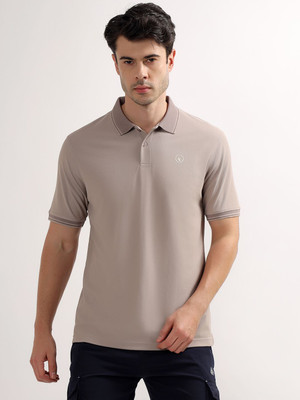 CANTABIL Solid Men Polo Neck Grey T-Shirt