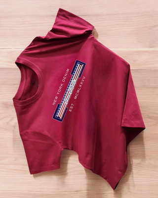 Droplet Graphic Print Men Round Neck Maroon T-Shirt