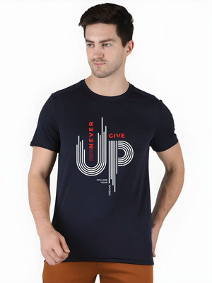 SZN Graphic Print Men Round Neck Dark Blue T-Shirt