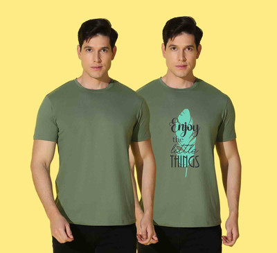 WOOSTRO Solid, Typography Men Round Neck Multicolor T-Shirt