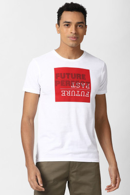 Reya Self Design Men Round Neck White T-Shirt