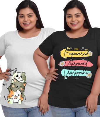 Elite soul Printed Women Round Neck Multicolor T-Shirt
