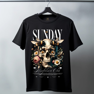 monotee Graphic Print Men Round Neck Black T-Shirt