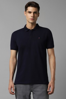 Louis Philippe Sport Solid Men Polo Neck Navy Blue T-Shirt