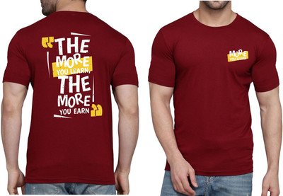 WOOSTRO Printed, Typography Men Round Neck Maroon T-Shirt