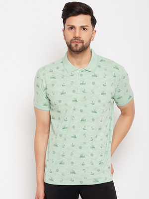 DUKE Printed Men Polo Neck Green T-Shirt
