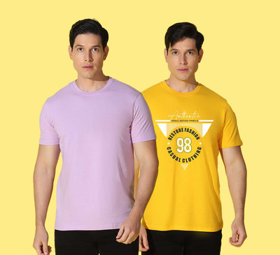 WOOSTRO Graphic Print, Solid Men Round Neck Multicolor T-Shirt