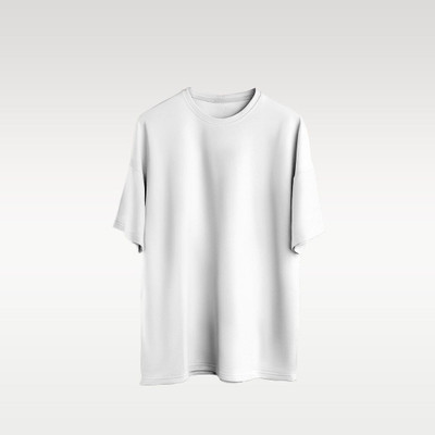 R S Fashion Trend Solid Men Round Neck White T-Shirt