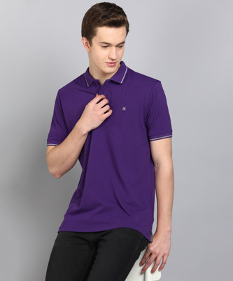 Raymond Solid Men Polo Neck Purple T-Shirt