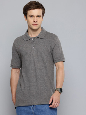 R.Code by The Roadster Life Co. Solid Men Round Neck Grey T-Shirt