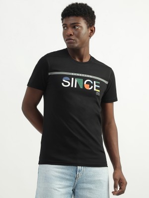 United Colors of Benetton Printed Men Round Neck Black T-Shirt