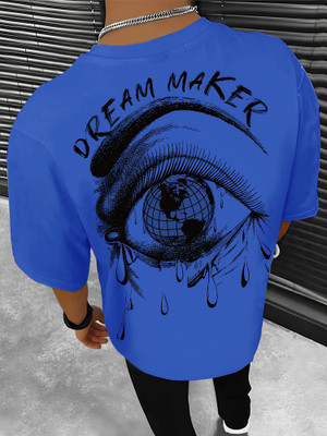 Jump Cuts Self Design Men Round Neck Blue T-Shirt