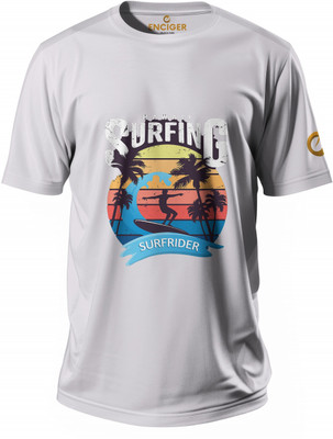 Enciger Printed Men Round Neck Grey T-Shirt