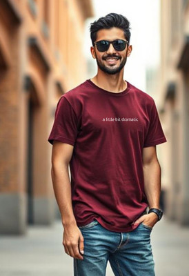 UrGear Printed Men Round Neck Maroon T-Shirt