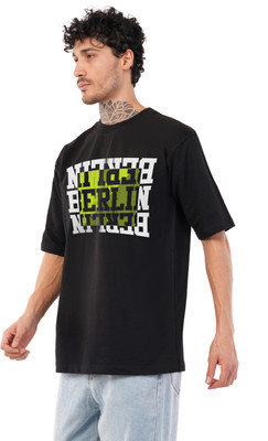 NERTZ Printed Men Round Neck Black T-Shirt