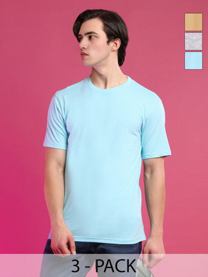 Moda Rapido Solid Men Round Neck Multicolor T-Shirt