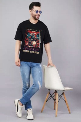 Bestiboo Printed Men Round Neck Black T-Shirt