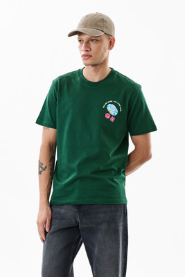 Snitch Graphic Print Men Crew Neck Dark Green T-Shirt