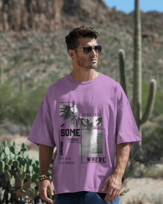 silver moon clothing Printed Men Round Neck Purple T-Shirt