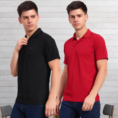 DUCOHIVE Solid Men Polo Neck Multicolor T-Shirt