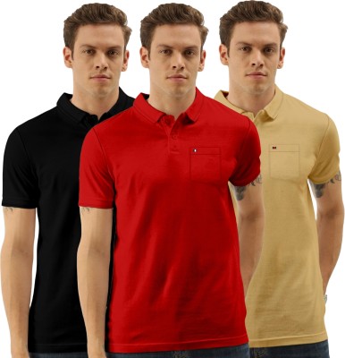 TAB91 Solid Men Polo Neck Red T-Shirt