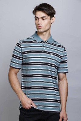 GODFREY Striped Men Polo Neck Black, Light Blue, White T-Shirt