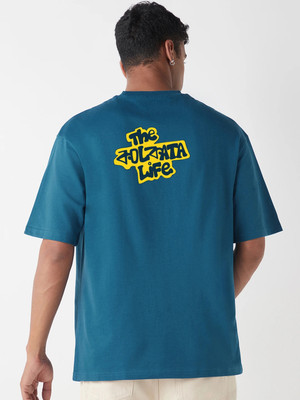 BEWAKOOF Graphic Print Men Round Neck Blue T-Shirt